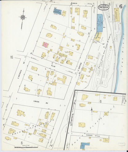 Sanborn Fire Insurance Map from Batavia, Kane County, Illinois (1916), Sheet #0006 - Complete Map Set gallery image, historic Sanborn map, vintage wall art, Illinois Illinois