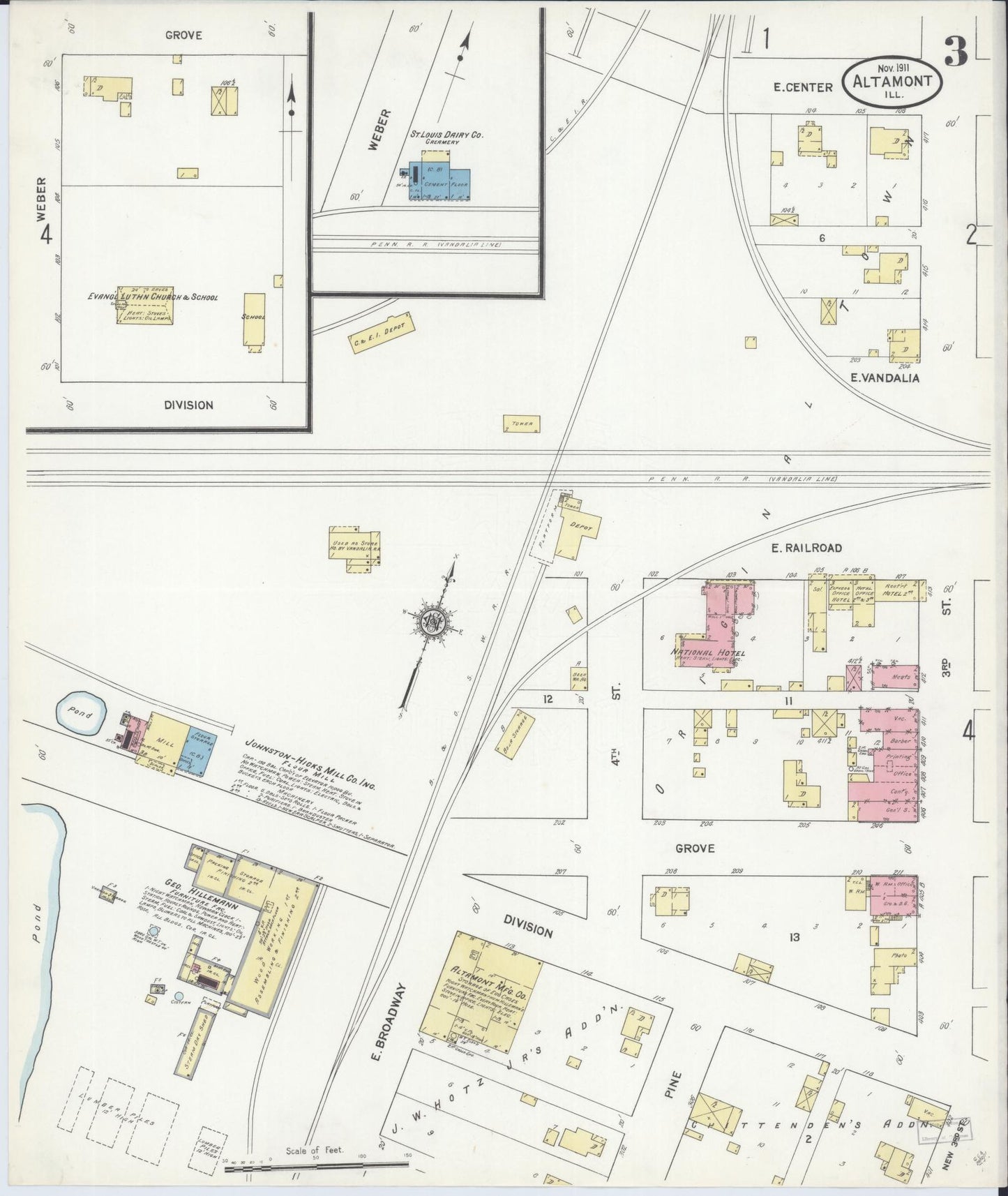 Sanborn Fire Insurance Map from Altamont, Effingham County, Illinois (1911), Sheet #0003 - Complete Map Set gallery image, historic Sanborn map, vintage wall art, Illinois Illinois
