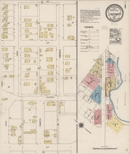 Sanborn Fire Insurance Map from Leavenworth, Chelan County, Washington (1921), Sheet #0001 - Complete Map Set gallery image, historic Sanborn map, vintage wall art, Washington Washington