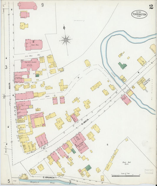 Sanborn Fire Insurance Map from Torrington, Litchfield County, Connecticut (1901), Sheet #0002 - Historic Sanborn Fire Insurance Map Print, vintage old map wall art, antique decor, genealogy gift, Connecticut Connecticut map