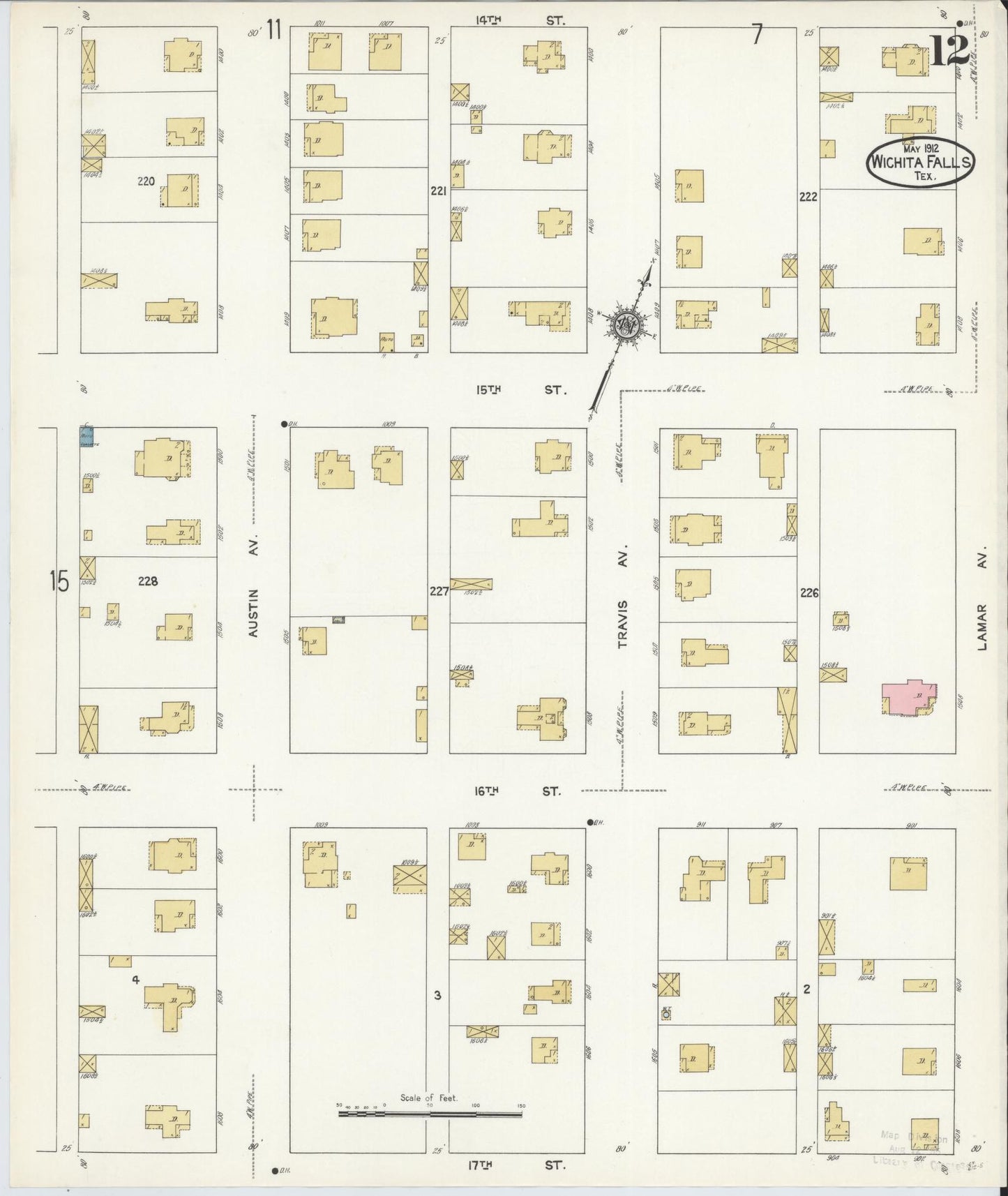 Sanborn Fire Insurance Map from Wichita Falls, Wichita County, Texas (1912), Sheet #0012 - Complete Map Set gallery image, historic Sanborn map, vintage wall art, Texas Texas