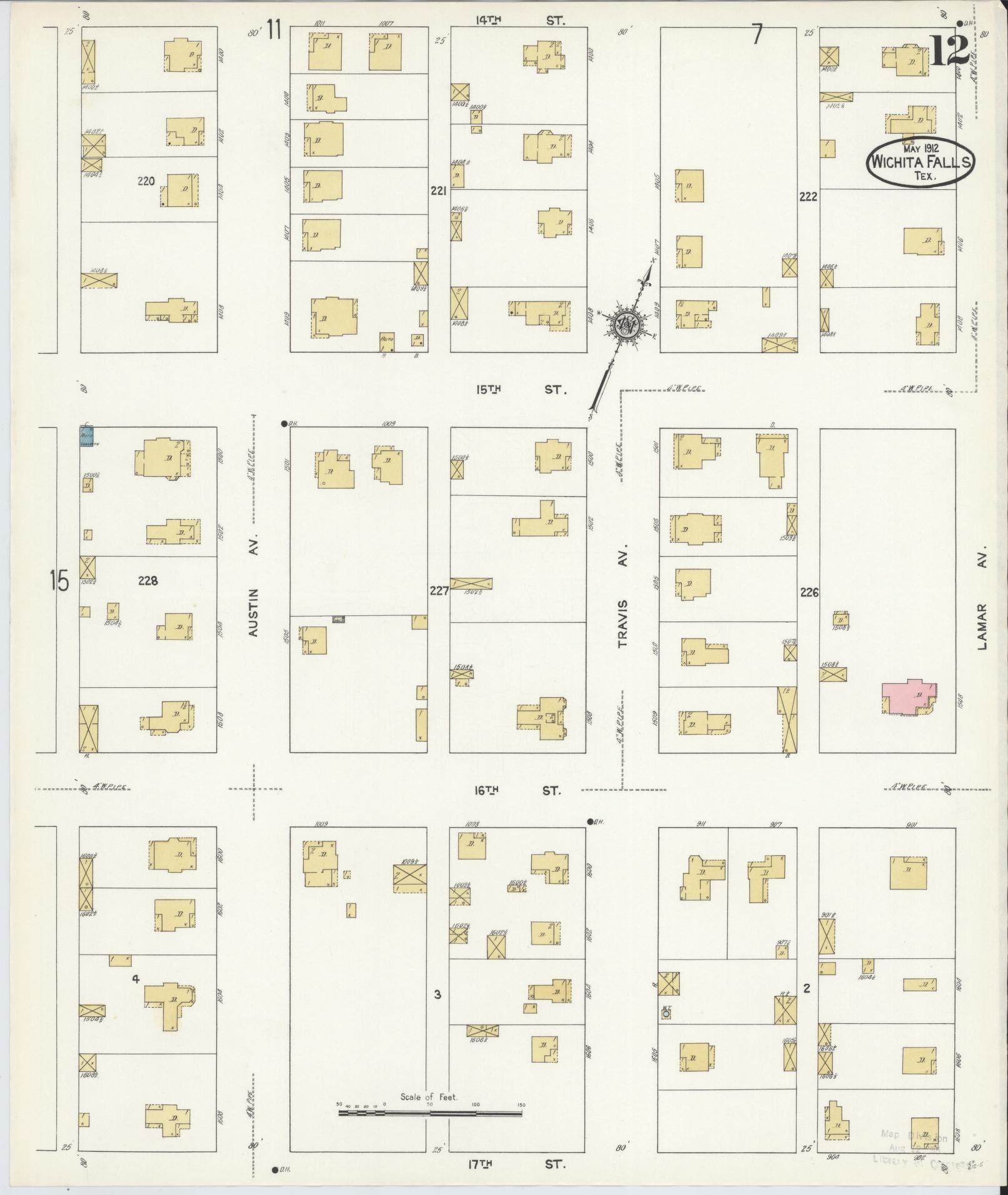 Sanborn Fire Insurance Map from Wichita Falls, Wichita County, Texas (1912), Sheet #0012 - Complete Map Set gallery image, historic Sanborn map, vintage wall art, Texas Texas
