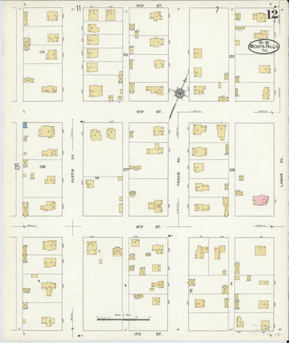 Sanborn Fire Insurance Map from Wichita Falls, Wichita County, Texas (1912), Sheet #0012 - Complete Map Set gallery image, historic Sanborn map, vintage wall art, Texas Texas