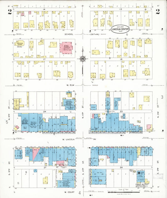 Sanborn Fire Insurance Map from Lincoln, Lincoln County, Kansas (1928), Sheet #0002 - Historic Sanborn Fire Insurance Map Print, vintage old map wall art, antique decor, genealogy gift, Kansas Kansas map