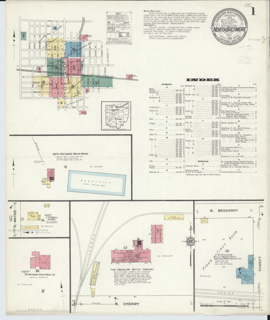 Sanborn Fire Insurance Map from North Baltimore, Wood County, Ohio (1913), Sheet #0001 - Historic Sanborn Fire Insurance Map Print, vintage old map wall art, antique decor, genealogy gift, Ohio Ohio map