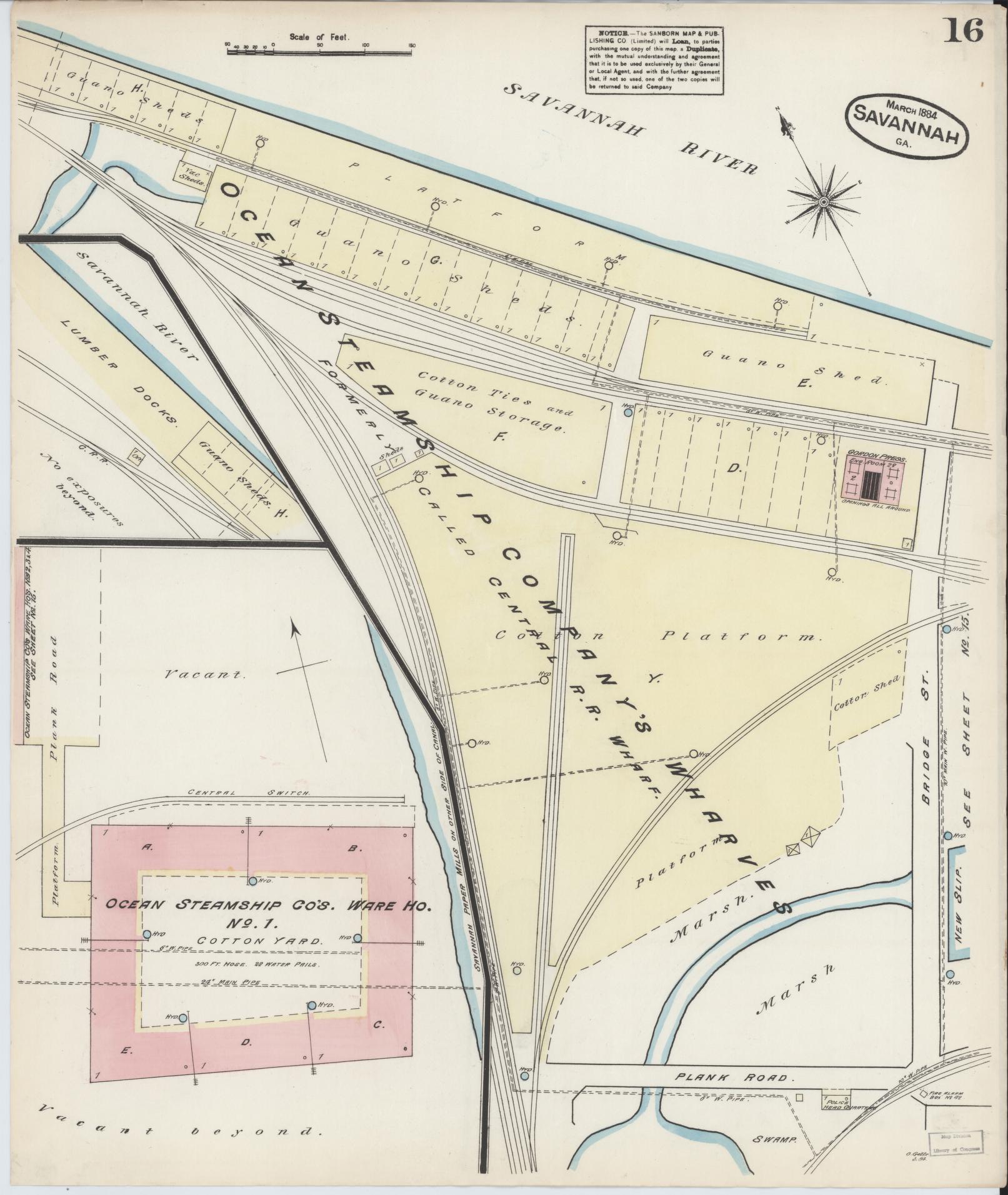 Sanborn Fire Insurance Map from Savannah, Chatham County, Georgia (1884), Sheet #0016 - Complete Map Set gallery image, historic Sanborn map, vintage wall art, Georgia Georgia