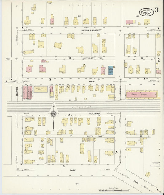 Sanborn Fire Insurance Map from Fonda, Montgomery County, New York (1912), Sheet #0003 - Historic Sanborn Fire Insurance Map Print, vintage old map wall art, antique decor, genealogy gift, New York New York map