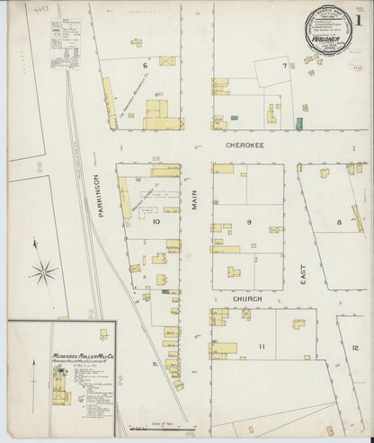 Sanborn Fire Insurance Map from Wagoner, Wagoner County, Oklahoma (1894), Sheet #0001 - Complete Map Set gallery image, historic Sanborn map, vintage wall art, Oklahoma Oklahoma