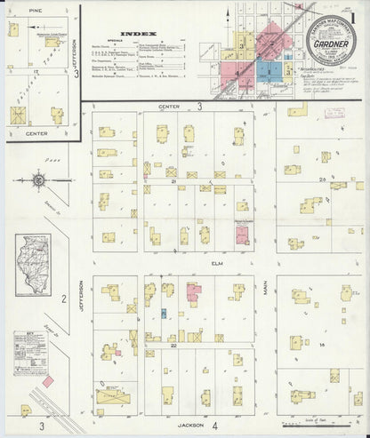 Sanborn Fire Insurance Map from Gardner, Grundy County, Illinois (1913), Sheet #0001 - Complete Map Set gallery image, historic Sanborn map, vintage wall art, Illinois Illinois