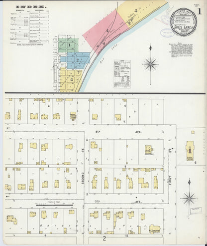 Sanborn Fire Insurance Map from Shell Lake, Washburn County, Wisconsin (1898), Sheet #0001 - Complete Map Set gallery image, historic Sanborn map, vintage wall art, Wisconsin Wisconsin