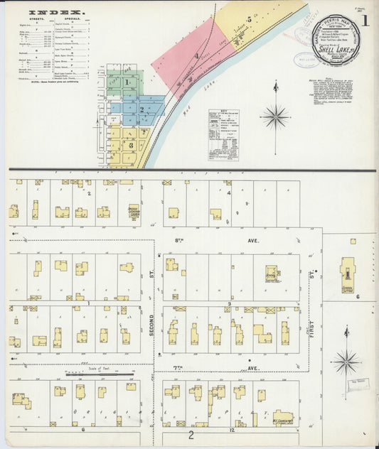 Sanborn Fire Insurance Map from Shell Lake, Washburn County, Wisconsin (1898), Sheet #0001 - Complete Map Set gallery image, historic Sanborn map, vintage wall art, Wisconsin Wisconsin