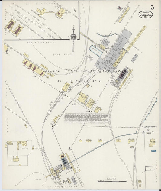 Sanborn Fire Insurance Map from Desloge, Saint Francois County, Missouri (1915), Sheet #0005 - Historic Sanborn Fire Insurance Map Print, vintage old map wall art, antique decor, genealogy gift, Missouri Missouri map
