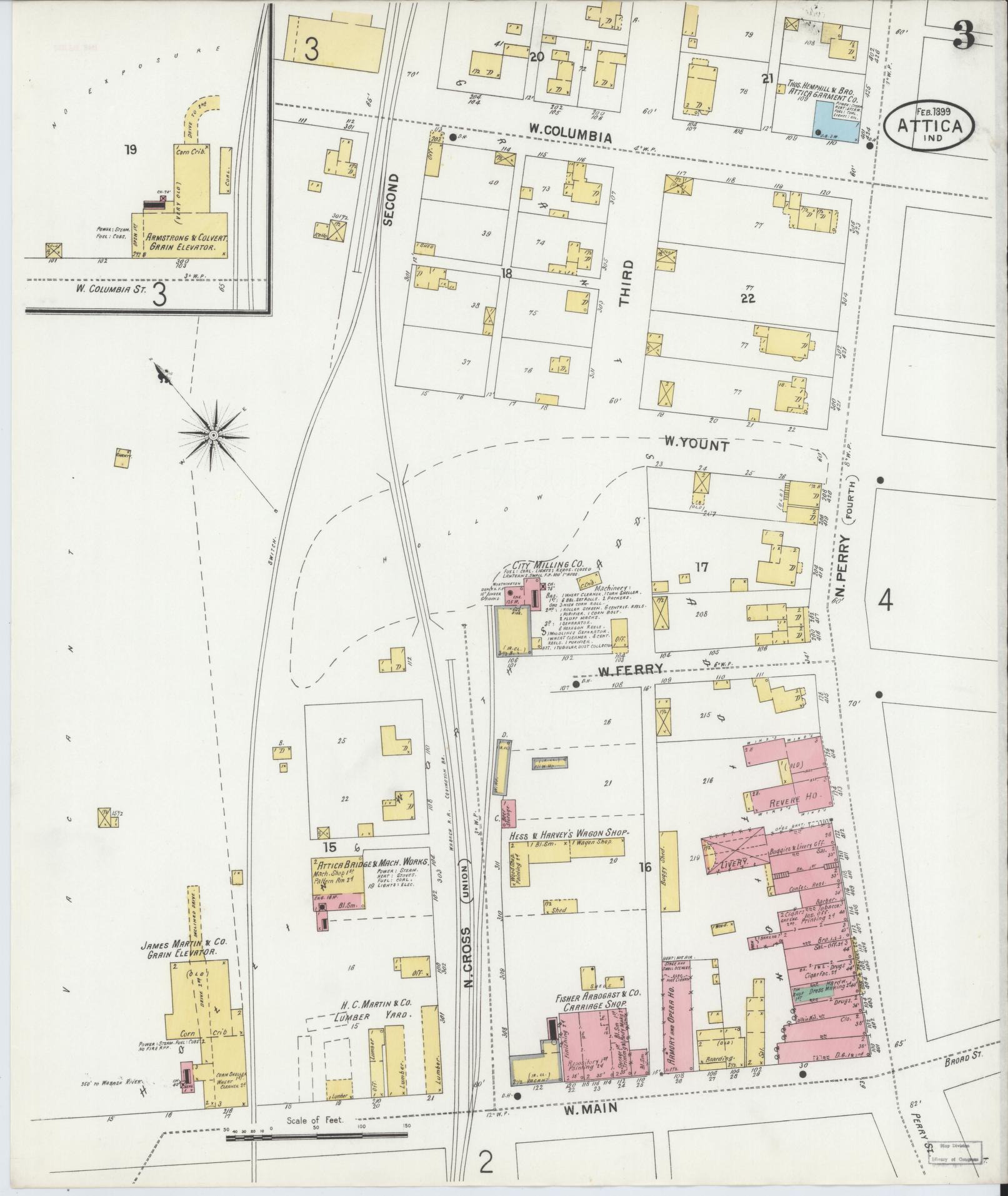 Sanborn Fire Insurance Map from Attica, Fountain County, Indiana (1899), Sheet #0003 - Complete Map Set gallery image, historic Sanborn map, vintage wall art, Indiana Indiana