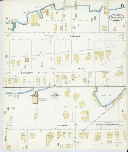 Sanborn Fire Insurance Map from Charlevoix, Charlevoix County, Michigan (1907), Sheet #0006 - Complete Map Set gallery image, historic Sanborn map, vintage wall art, Michigan Michigan