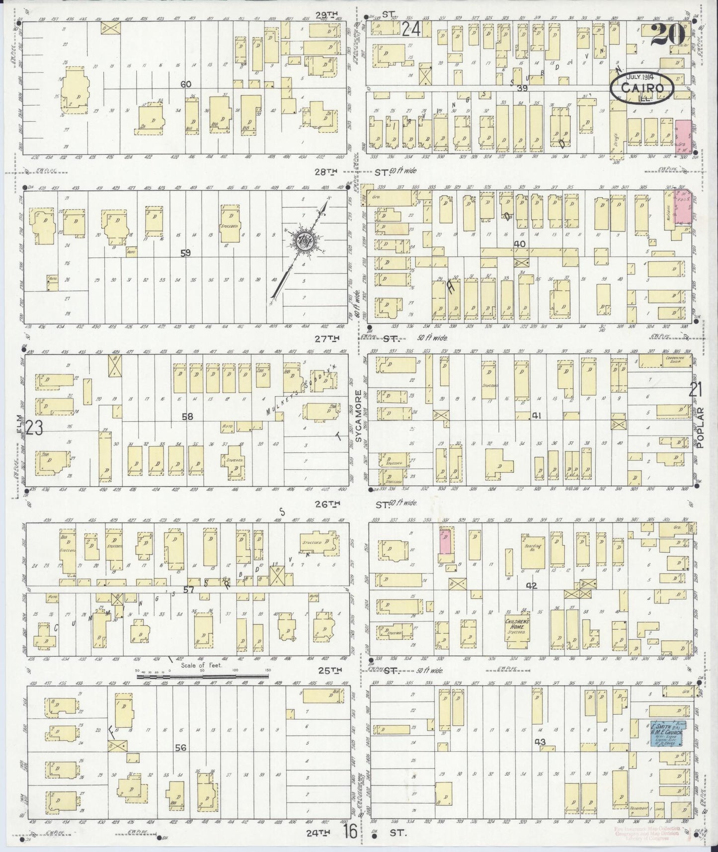 Sanborn Fire Insurance Map from Cairo, Alexander County, Illinois (1914), Sheet #0020 - Complete Map Set gallery image, historic Sanborn map, vintage wall art, Illinois Illinois