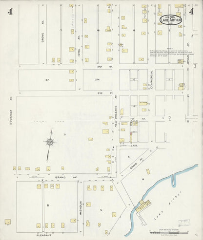 Sanborn Fire Insurance Map from Lake Arthur, Jefferson Davis Parish, Louisiana (1926), Sheet #0004 - Complete Map Set gallery image, historic Sanborn map, vintage wall art, Louisiana Louisiana