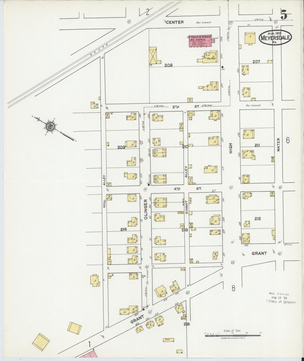 Sanborn Fire Insurance Map from Meyersdale, Somerset County, Pennsylvania (1919), Sheet #0005 - Complete Map Set gallery image, historic Sanborn map, vintage wall art, Pennsylvania Pennsylvania
