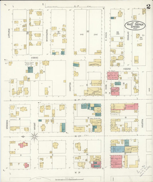 Sanborn Fire Insurance Map from White Sulphur Springs, Meagber County, Montana (1902), Sheet #0002 - Historic Sanborn Fire Insurance Map Print, vintage old map wall art, antique decor, genealogy gift, Montana Montana map