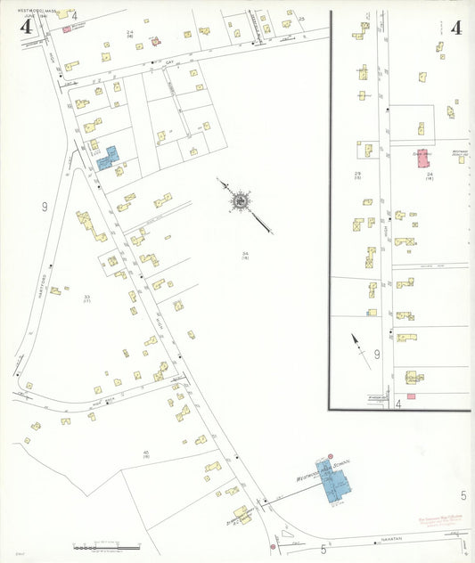 Sanborn Fire Insurance Map from Westwood, Norfolk County, Massachusetts (1941), Sheet #0004 - Historic Sanborn Fire Insurance Map Print, vintage old map wall art, antique decor, genealogy gift, Massachusetts Massachusetts map