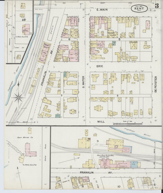Sanborn Fire Insurance Map from Kent, Portage County, Ohio (1889), Sheet #0003 - Historic Sanborn Fire Insurance Map Print, vintage old map wall art, antique decor, genealogy gift, Ohio Ohio map