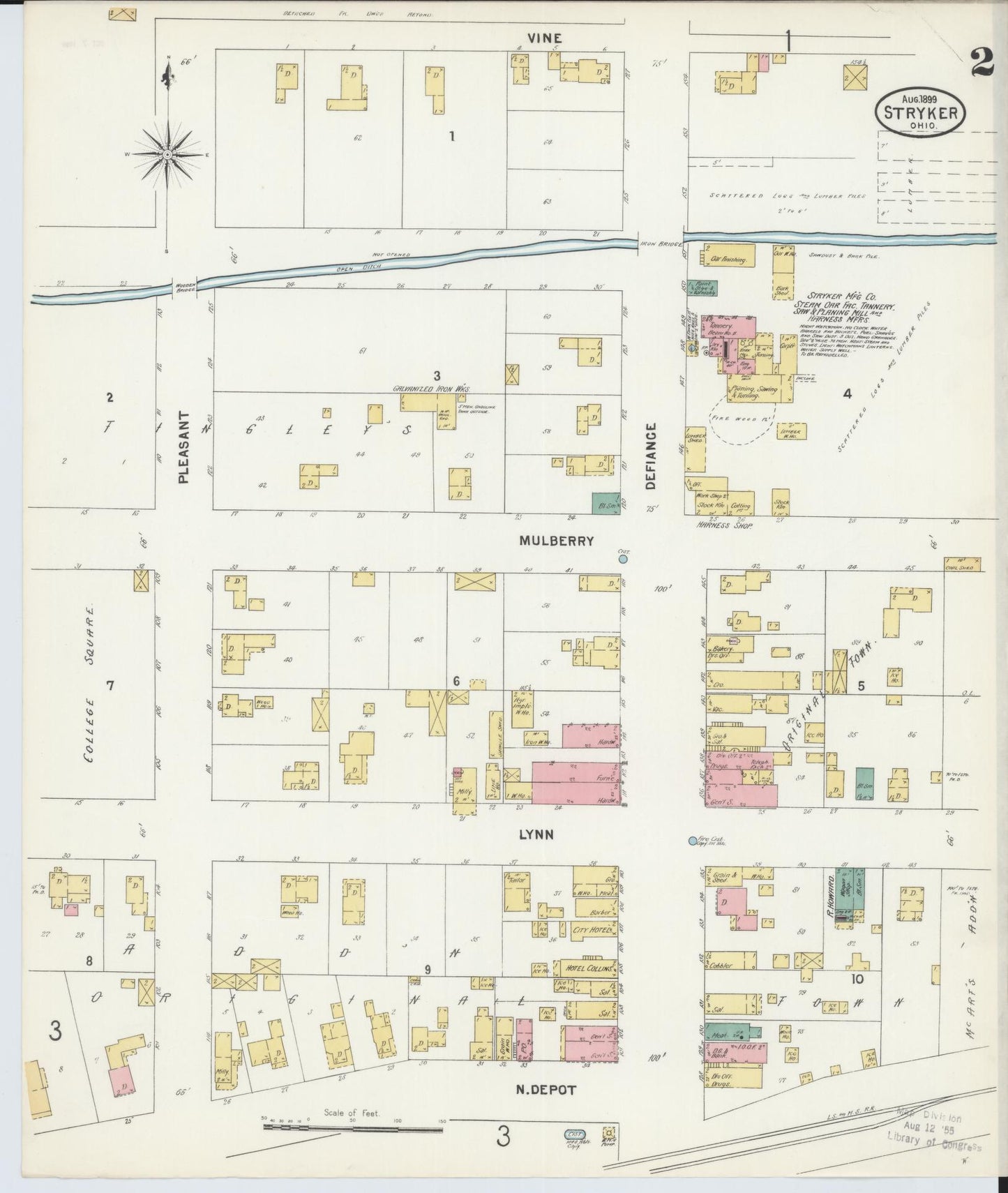 Sanborn Fire Insurance Map from Stryker, Williams County, Ohio (1899), Sheet #0002 - Historic Sanborn Fire Insurance Map Print, vintage old map wall art, antique decor, genealogy gift, Ohio Ohio map