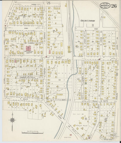Sanborn Fire Insurance Map from Warren, Trumbull County, Ohio (1915), Sheet #0026 - Complete Map Set gallery image, historic Sanborn map, vintage wall art, Ohio Ohio
