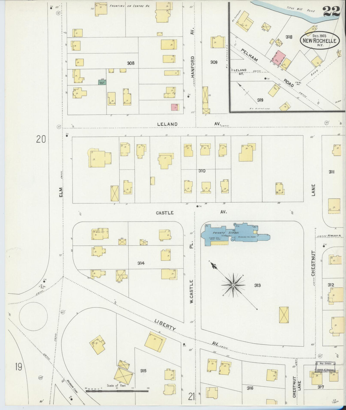 Sanborn Fire Insurance Map from New Rochelle, Westchester County, New York (1903), Sheet #0022 - Complete Map Set gallery image, historic Sanborn map, vintage wall art, New York New York