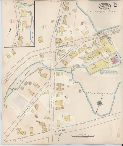 Sanborn Fire Insurance Map from Charlton, Worcester County, Massachusetts (1945), Sheet #0002 - Complete Map Set gallery image, historic Sanborn map, vintage wall art, Massachusetts Massachusetts