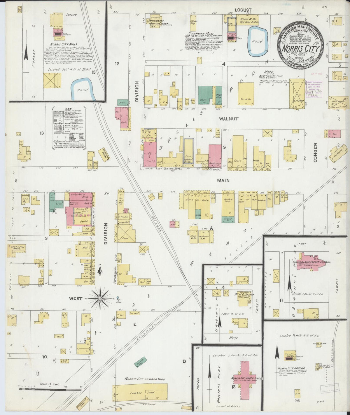 Sanborn Fire Insurance Map from Norris City, White County, Illinois (1906), Sheet #0001 - Historic Sanborn Fire Insurance Map Print, vintage old map wall art, antique decor, genealogy gift, Illinois Illinois map