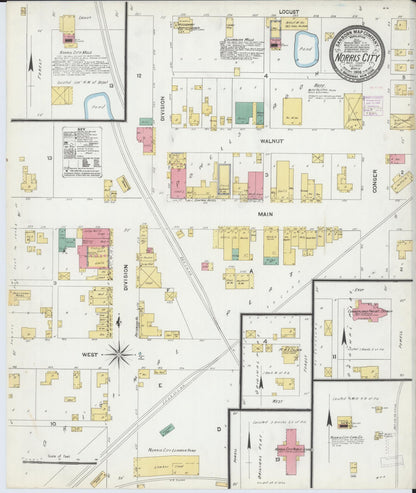 Sanborn Fire Insurance Map from Norris City, White County, Illinois (1906), Sheet #0001 - Historic Sanborn Fire Insurance Map Print, vintage old map wall art, antique decor, genealogy gift, Illinois Illinois map