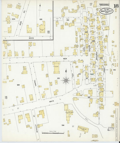Sanborn Fire Insurance Map from Nantucket, Nantucket County, Massachusetts (1904), Sheet #0018 - Historic Sanborn Fire Insurance Map Print, vintage old map wall art, antique decor, genealogy gift, Massachusetts Massachusetts map