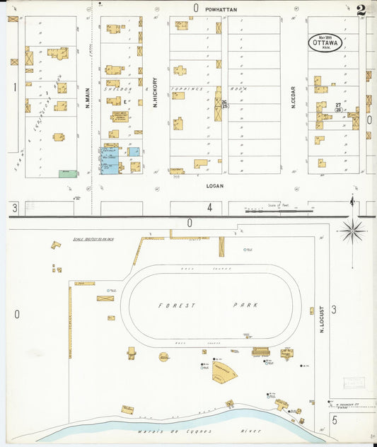 Sanborn Fire Insurance Map from Ottawa, Franklin County, Kansas (1899), Sheet #0002 - Historic Sanborn Fire Insurance Map Print, vintage old map wall art, antique decor, genealogy gift, Kansas Kansas map
