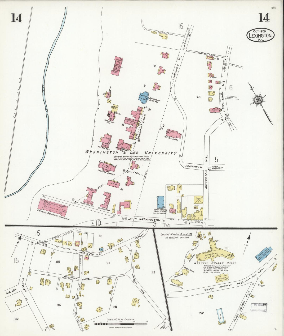 Sanborn Fire Insurance Map from Lexington, Independent Cities, Virginia (1926), Sheet #0014 - Complete Map Set gallery image, historic Sanborn map, vintage wall art, Virginia Virginia
