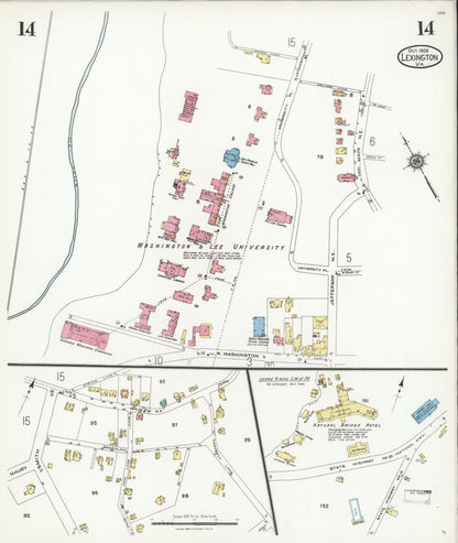 Sanborn Fire Insurance Map from Lexington, Independent Cities, Virginia (1926), Sheet #0014 - Complete Map Set gallery image, historic Sanborn map, vintage wall art, Virginia Virginia
