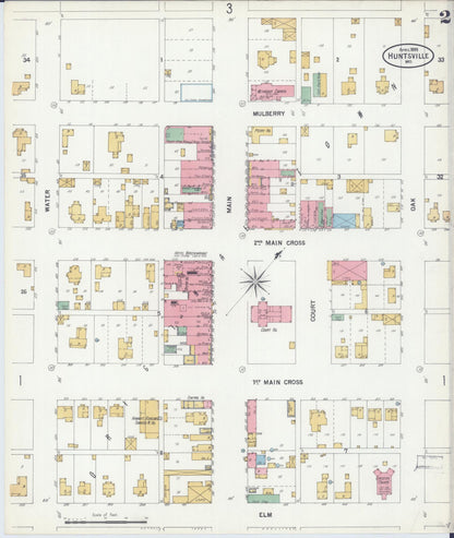 Sanborn Fire Insurance Map from Huntsville, Randolph County, Missouri (1899), Sheet #0002 - Complete Map Set gallery image, historic Sanborn map, vintage wall art, Missouri Missouri