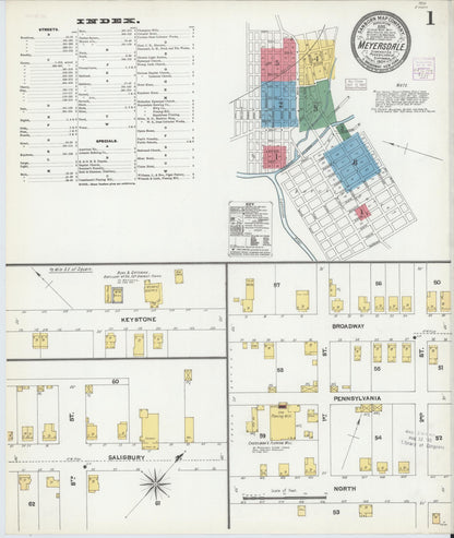 Sanborn Fire Insurance Map from Meyersdale, Somerset County, Pennsylvania (1904), Sheet #0001 - Complete Map Set gallery image, historic Sanborn map, vintage wall art, Pennsylvania Pennsylvania