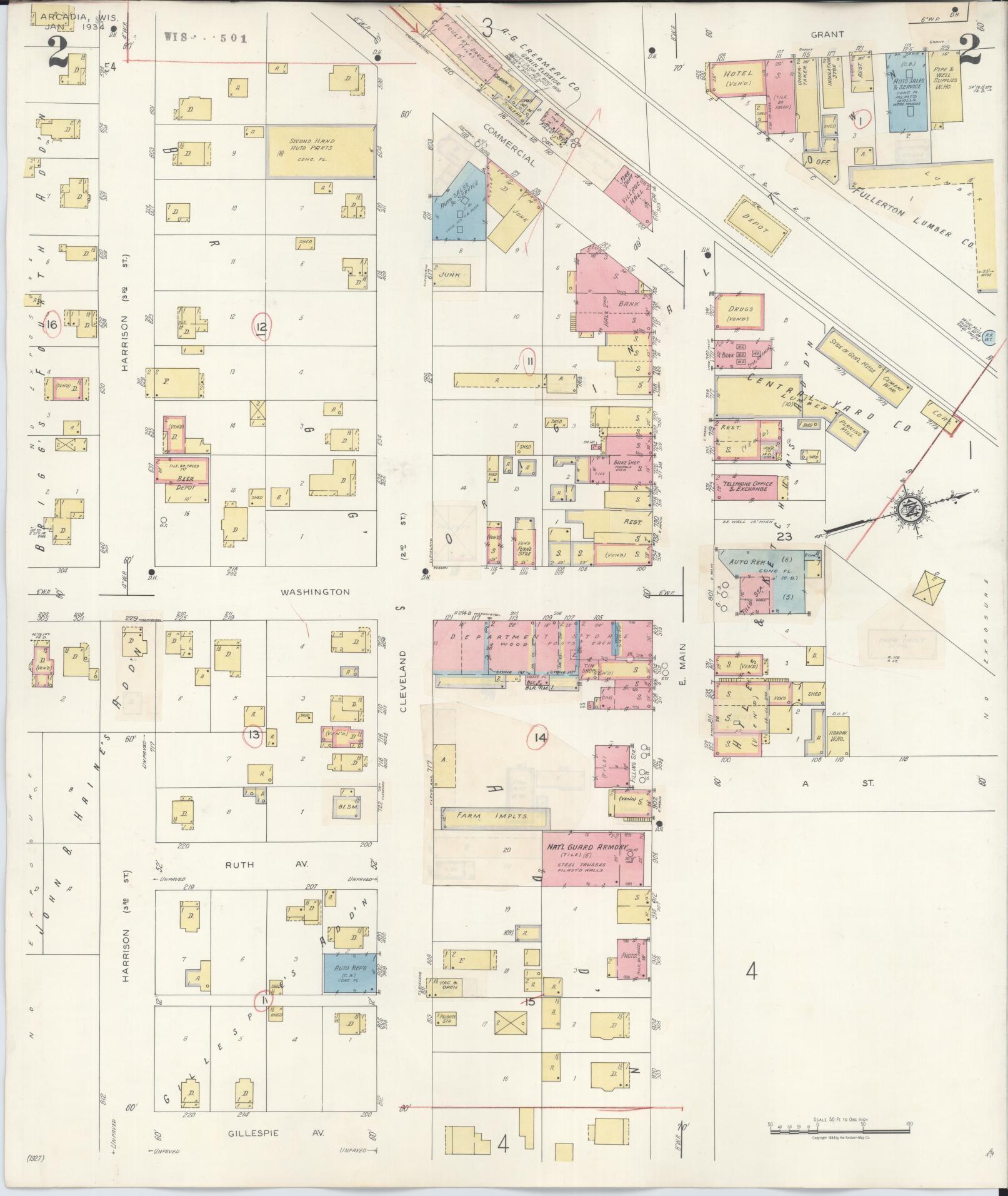 Sanborn Fire Insurance Map from Arcadia, Trempealeau County, Wisconsin (1943), Sheet #0002 - Complete Map Set gallery image, historic Sanborn map, vintage wall art, Wisconsin Wisconsin