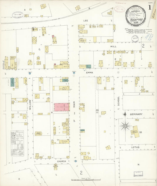 Sanborn Fire Insurance Map from Rockford, Spokane County, Washington (1899), Sheet #0001 - Historic Sanborn Fire Insurance Map Print, vintage old map wall art, antique decor, genealogy gift, Washington Washington map