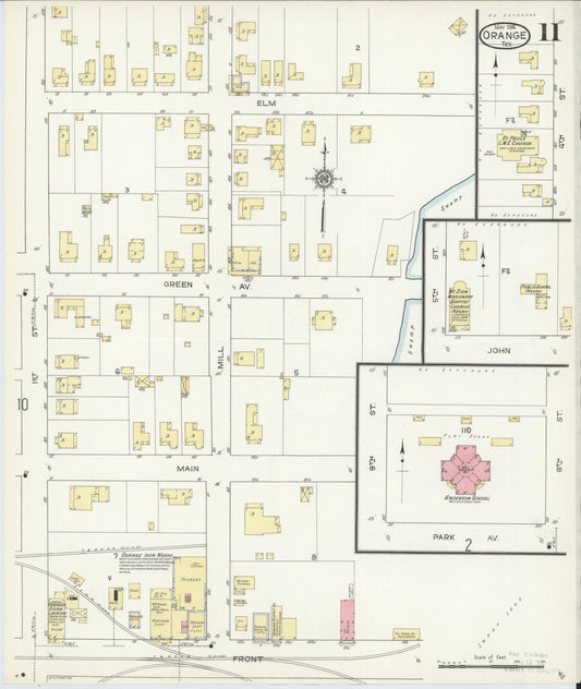 Sanborn Fire Insurance Map from Orange, Orange County, Texas (1914), Sheet #0011 - Historic Sanborn Fire Insurance Map Print, vintage old map wall art, antique decor, genealogy gift, Texas Texas map