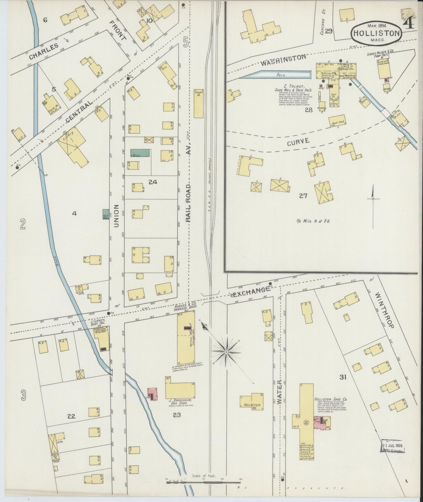 Sanborn Fire Insurance Map from Holliston, Middlesex County, Massachusetts (1894), Sheet #0004 - Complete Map Set gallery image, historic Sanborn map, vintage wall art, Massachusetts Massachusetts