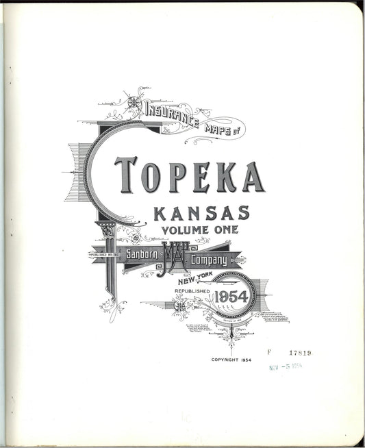 Sanborn Fire Insurance Map from Topeka, Shawnee County, Kansas. (1954) – Historic Sanborn Fire Insurance Map Print