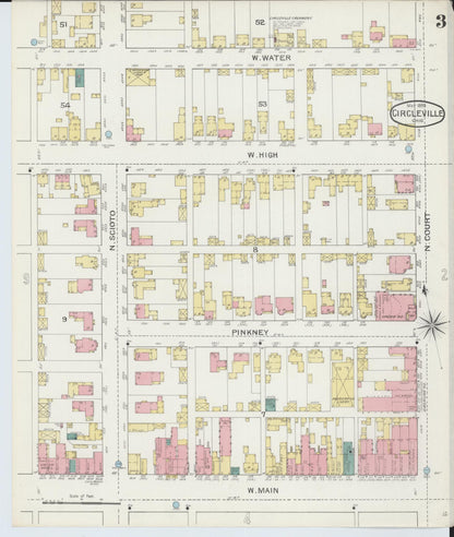 Sanborn Fire Insurance Map from Circleville, Pickaway County, Ohio (1893), Sheet #0003 - Historic Sanborn Fire Insurance Map Print, vintage old map wall art, antique decor, genealogy gift, Ohio Ohio map