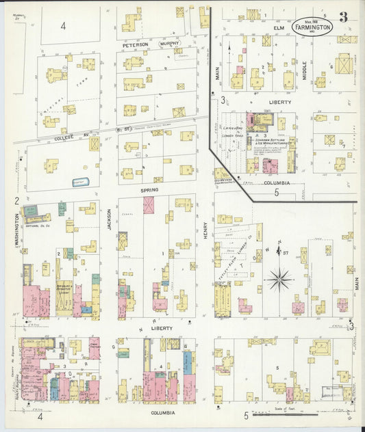 Sanborn Fire Insurance Map from Farmington, Saint Francois County, Missouri (1908), Sheet #0003 - Historic Sanborn Fire Insurance Map Print, vintage old map wall art, antique decor, genealogy gift, Missouri Missouri map