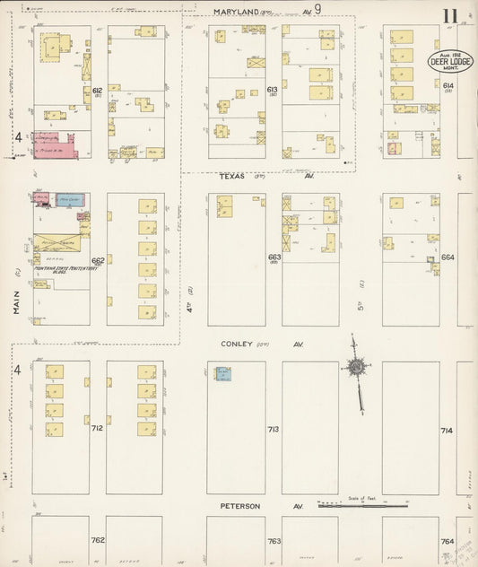 Sanborn Fire Insurance Map from Deer Lodge, Powell County, Montana (1912), Sheet #0011 - Historic Sanborn Fire Insurance Map Print, vintage old map wall art, antique decor, genealogy gift, Montana Montana map