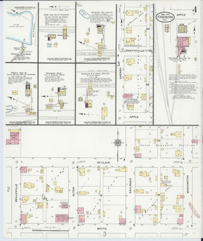 Sanborn Fire Insurance Map from Freeburg, Saint Clair County, Illinois (1910), Sheet #0004 - Complete Map Set gallery image, historic Sanborn map, vintage wall art, Illinois Illinois
