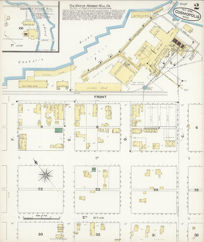 Sanborn Fire Insurance Map from Cosmopolis, Grays Harbor County, Washington (1894), Sheet #0002 - Complete Map Set gallery image, historic Sanborn map, vintage wall art, Washington Washington