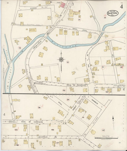 Sanborn Fire Insurance Map from Barton, Allegany County, Maryland (1936), Sheet #0004 - Historic Sanborn Fire Insurance Map Print, vintage old map wall art, antique decor, genealogy gift, Maryland Maryland map