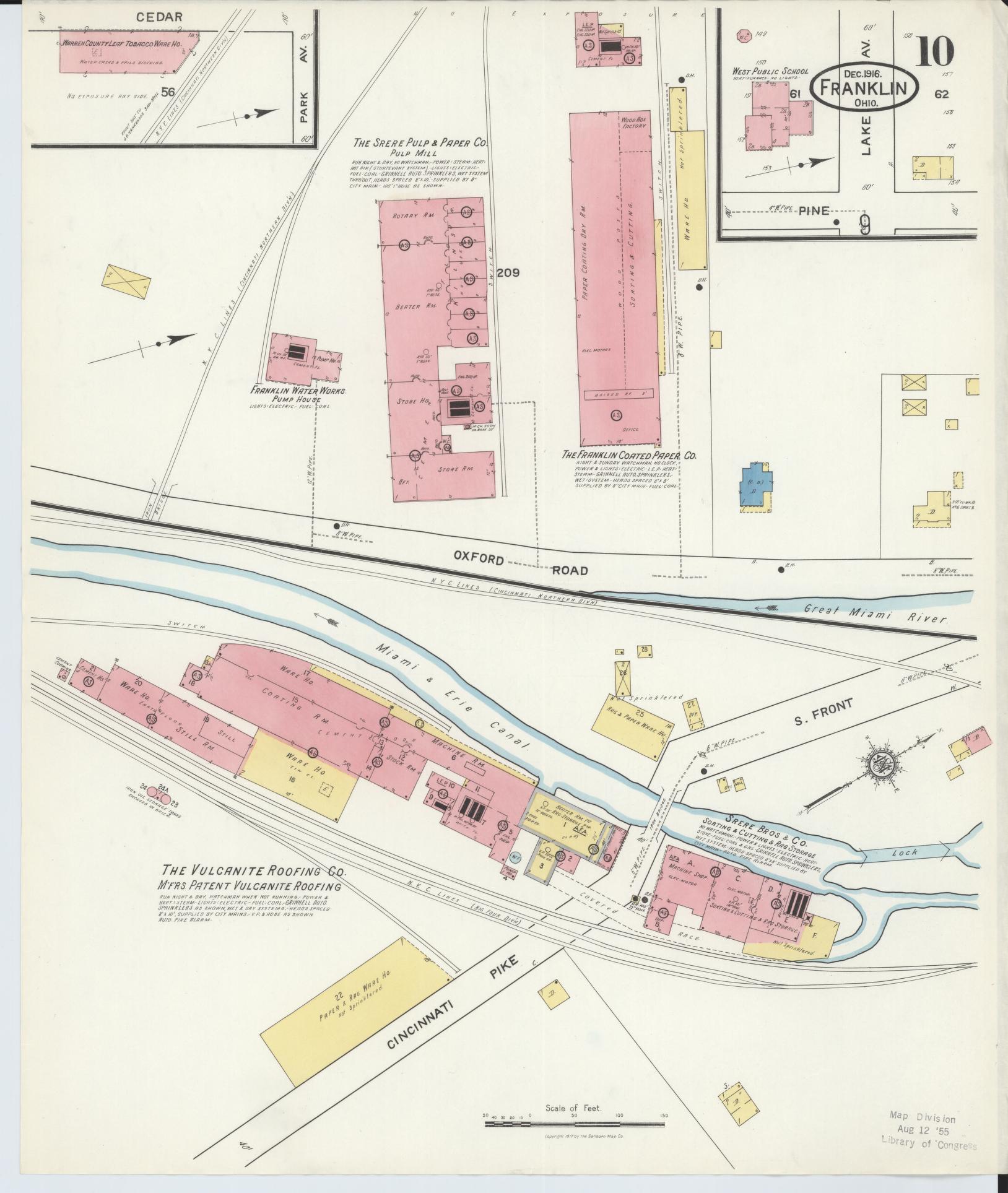 Sanborn Fire Insurance Map from Franklin, Warren County, Ohio (1916), Sheet #0010 - Historic Sanborn Fire Insurance Map Print, vintage old map wall art, antique decor, genealogy gift, Ohio Ohio map