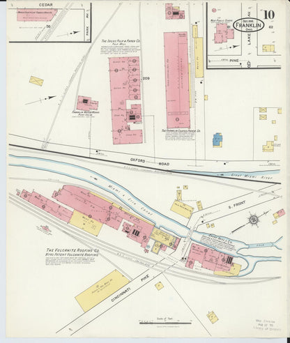 Sanborn Fire Insurance Map from Franklin, Warren County, Ohio (1916), Sheet #0010 - Historic Sanborn Fire Insurance Map Print, vintage old map wall art, antique decor, genealogy gift, Ohio Ohio map