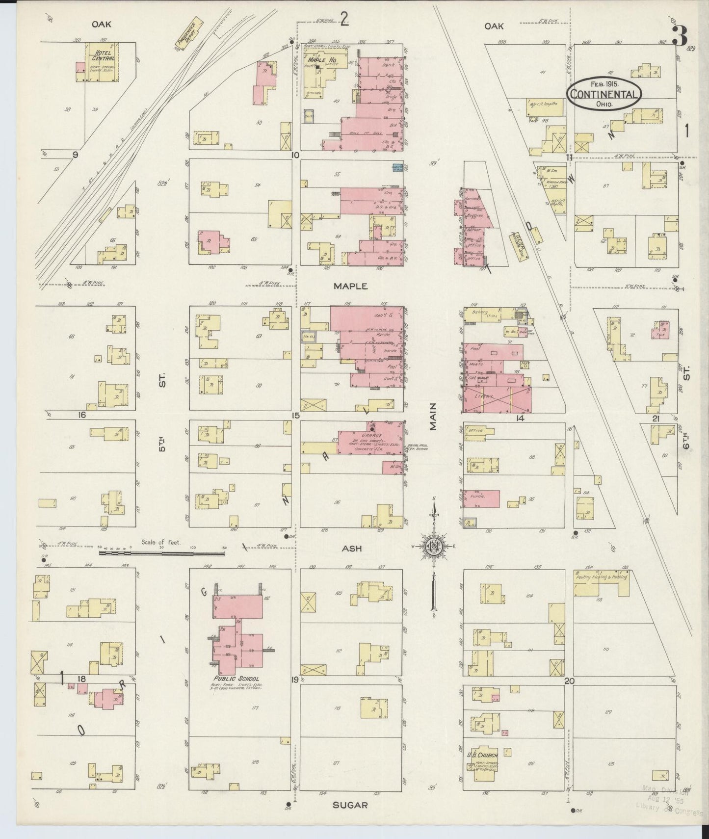 Sanborn Fire Insurance Map from Continental, Putnam County, Ohio (1915), Sheet #0003 - Historic Sanborn Fire Insurance Map Print, vintage old map wall art, antique decor, genealogy gift, Ohio Ohio map